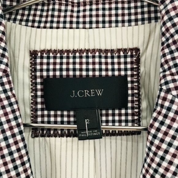 J Crew Women's Rhodes Blazer in Micro Gingham Red Navy Size 2 - Picture 3 of 10